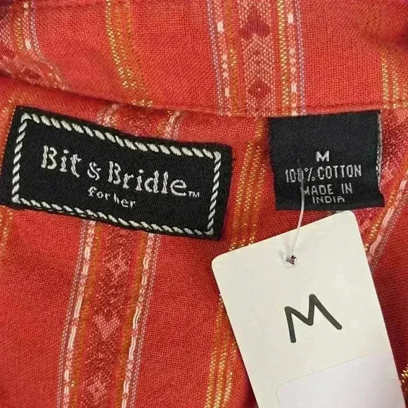 BIT & BRIDLE ladies cotton snap western shirt rust aztec sparkles - Picture 5 of 7